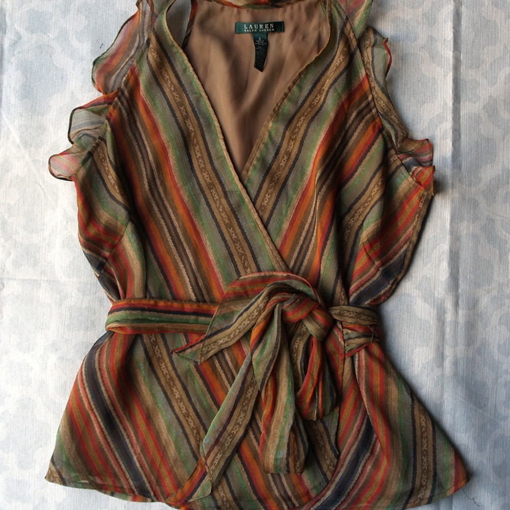 Ralph Lauren Sleeveless Wrap Blouse - Women Size 6